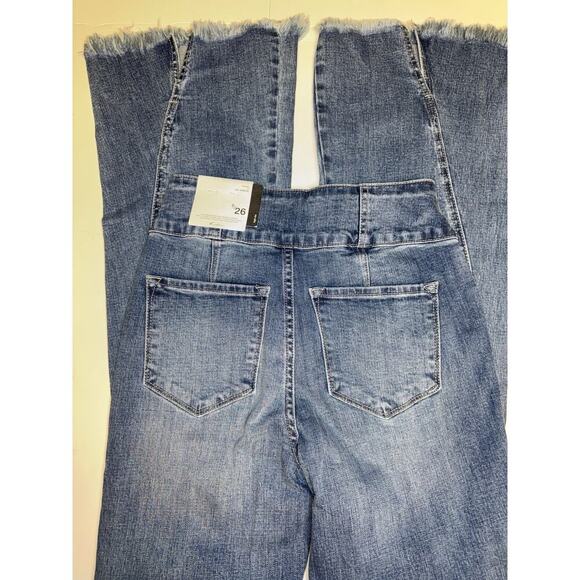 KanCan 5/26 High Rise Wide Leg Jeans Distressed Frayed Hem Retro Y2K NWT - Picture 2 of 6